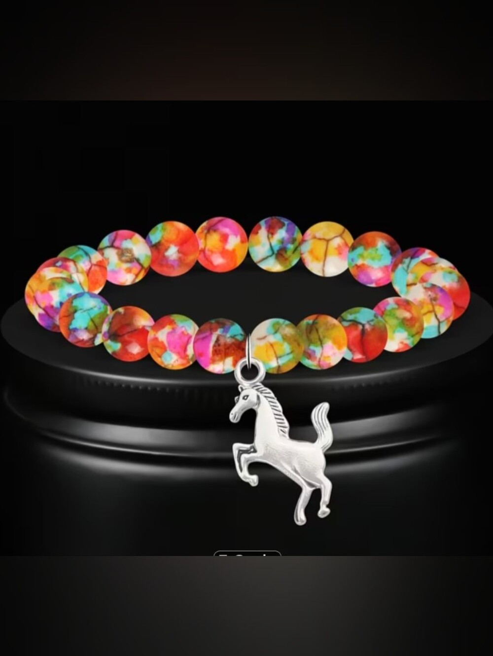 Colorful Sediment Jasper 8mm Natural Gemstone Beads Healing Bracelet &Horse Char